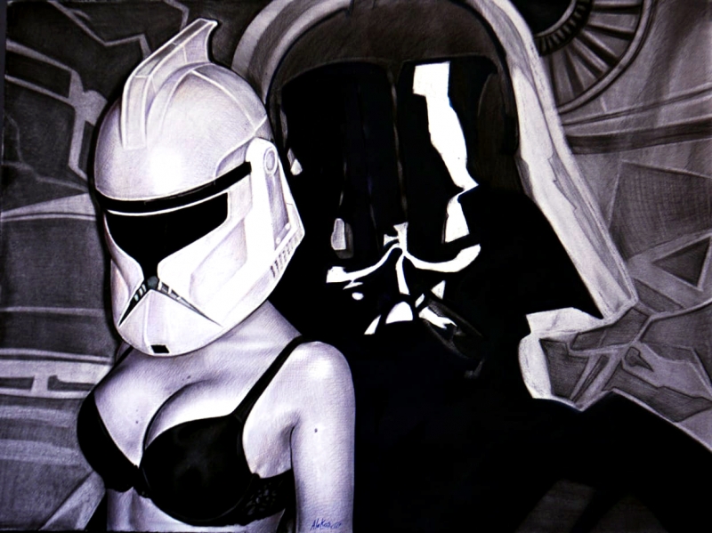 Darth Vader and Storm Trooper by artist Óscar Sánchez